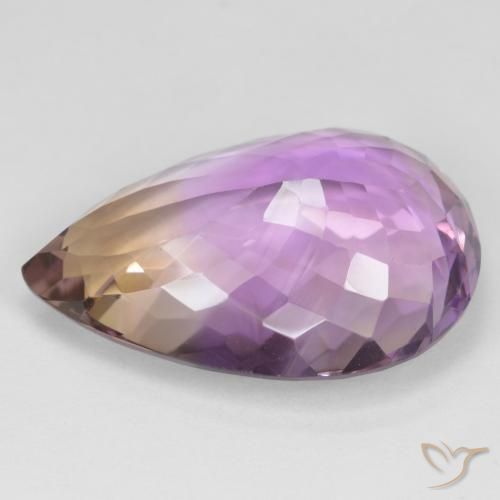 Ametrino Bi-Colore naturale da 19.64 ct, Forma a pera, VVS-VS