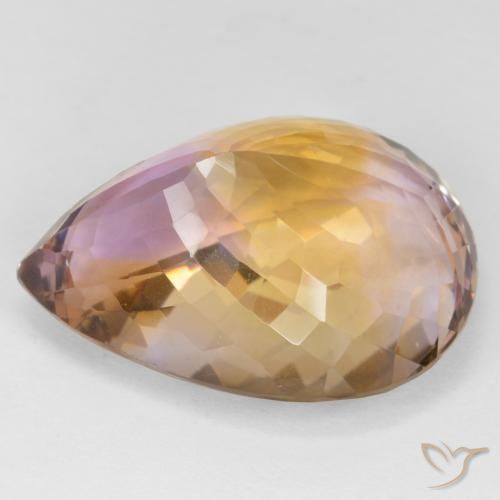 Ametrino Bi-Colore naturale da 31.86 ct, Forma a pera, VVS