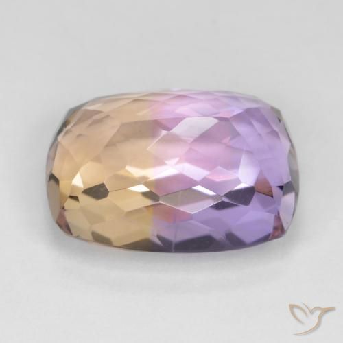 Ametrino Bi-Colore naturale da 15.68 ct, Taglio a cuscino, VVS-VS
