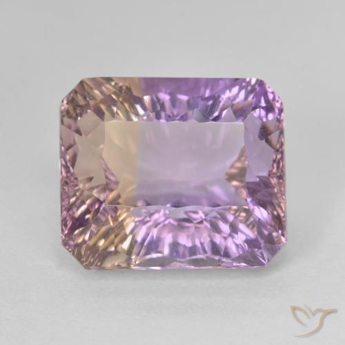 Ametrina naturale bicolore da 8,84 ct, taglio smeraldo, VVS-VS