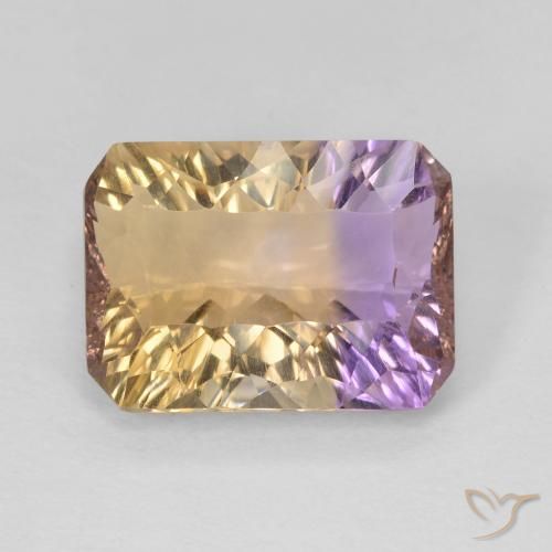 Ametrina naturale bicolore da 5,35 ct, taglio smeraldo, VVS-VS