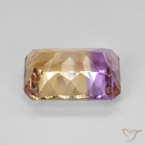 Ametrina naturale bicolore da 5,35 ct, taglio smeraldo, VVS-VS