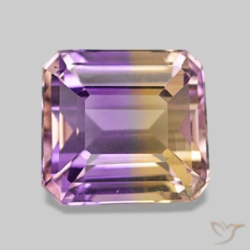Ametrina naturale bicolore da 4,22 ct, taglio smeraldo, VVS-VS