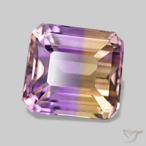 Ametrina naturale bicolore da 4,22 ct, taglio smeraldo, VVS-VS