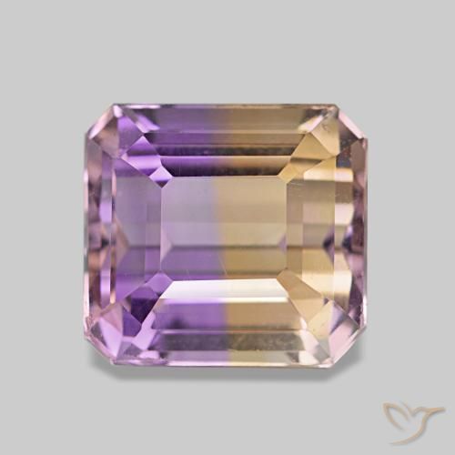 Ametrina naturale bicolore da 3,42 ct, taglio smeraldo, VVS-VS