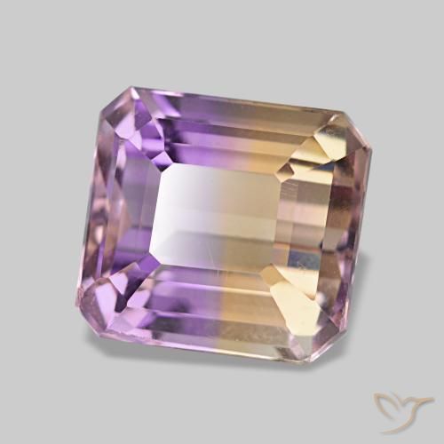 Ametrina naturale bicolore da 3,42 ct, taglio smeraldo, VVS-VS