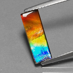 Ammolite multicolore naturale da 1,83 ct, baguette, opaco