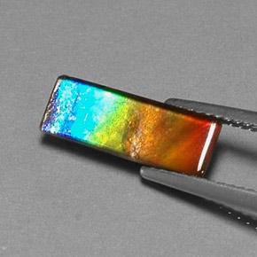 Ammolite multicolore naturale da 1,83 ct, baguette, opaco