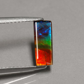 Ammolite Multicolore naturale da 1.11 ct, Taglio a baguette, Opaco