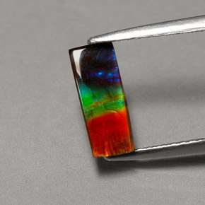 Ammolite Multicolore naturale da 1.11 ct, Taglio a baguette, Opaco
