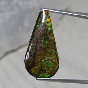 Ammolite naturale multicolore da 7,94 ct, taglio a pera, opaco