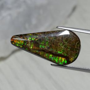 Ammolite naturale multicolore da 7,94 ct, taglio a pera, opaco