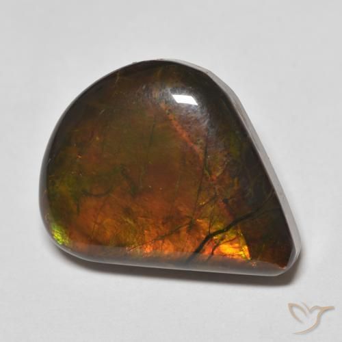 Ammolite Multicolore naturale da 8.83 ct, Forma a pera, Opaco