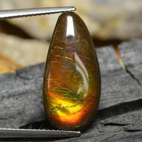 Ammolite naturale multicolore da 8,95 ct, taglio a pera, opaco