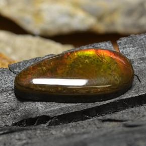 Ammolite naturale multicolore da 8,95 ct, taglio a pera, opaco