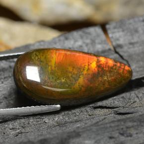 Ammolite naturale multicolore da 8,95 ct, taglio a pera, opaco