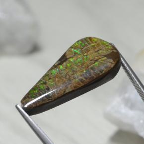 Ammolite naturale multicolore da 9,02 ct, taglio a pera, opaco