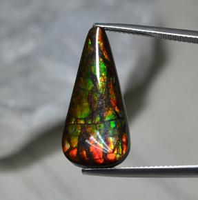 Ammolite Multicolore naturale da 10.29 ct, Forma a pera, Opaco