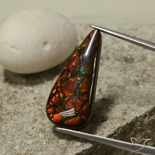 10.43ct Naturale Multicolore Ammolite, Forma a pera, Opaco