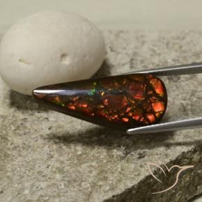 Ammolite Multicolore naturale da 10.43 ct, Forma a pera, Opaco