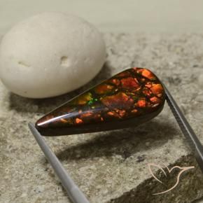 Ammolite Multicolore naturale da 10.43 ct, Forma a pera, Opaco