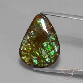 14.33ct Naturale Multicolore Ammolite, Forma a pera, Opaco