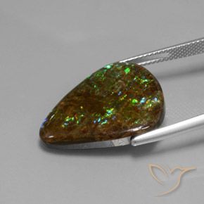 Ammolite Multicolore naturale da 14.33 ct, Forma a pera, Opaco