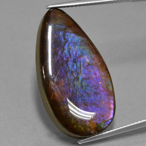 Ammolite Multicolore naturale da 19.47 ct, Forma a pera, Opaco