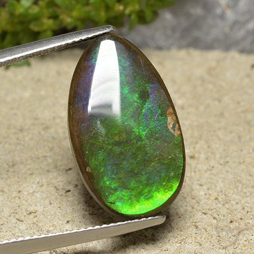 10.30ct Naturale Multicolore Ammolite, Forma a pera, Opaco