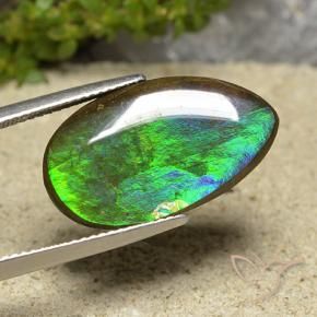 Ammolite Multicolore naturale da 10.30 ct, Forma a pera, Opaco