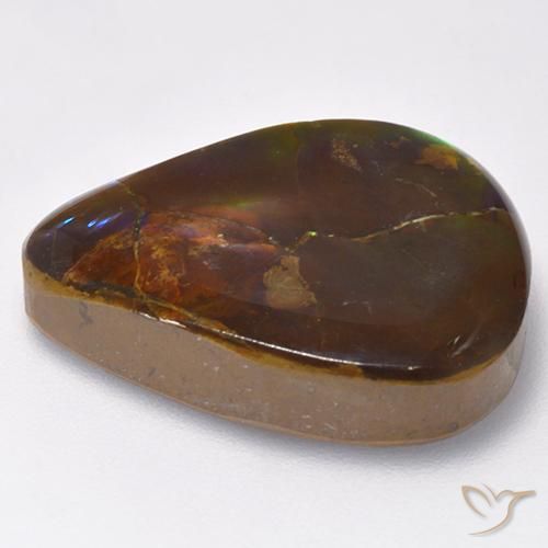 Ammolite Multicolore naturale da 16.73 ct, Forma a pera, Opaco