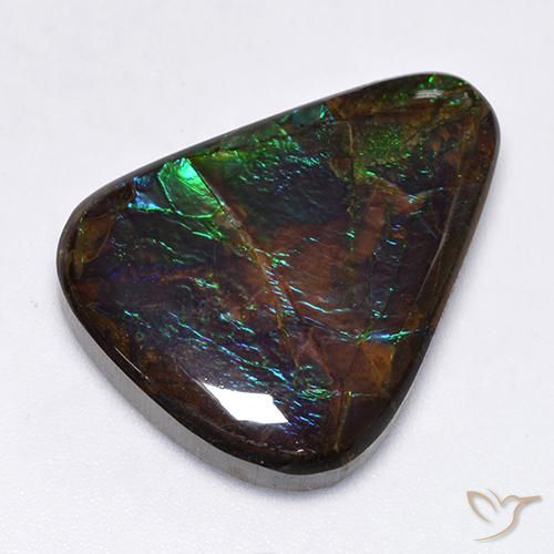 Ammolite Multicolore naturale da 17.25 ct, Taglio a fantasia, Opaco