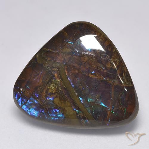 14.06ct Naturale Multicolore Ammolite, Taglio trillion, Opaco