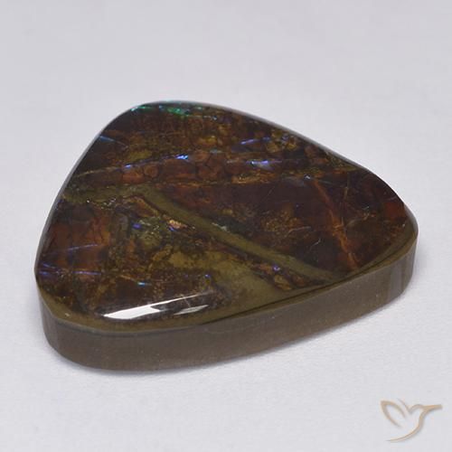 Ammolite Multicolore naturale da 14.06 ct, Taglio trillion, Opaco