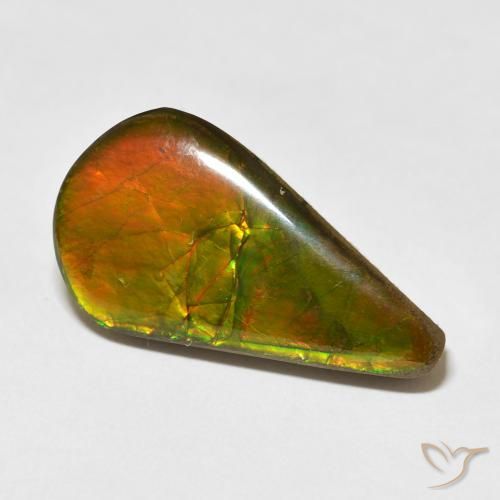 Ammolite Multicolore naturale da 16.88 ct, Forma a pera, Opaco