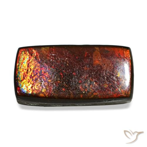 Ammolite naturale multicolore da 5,53 ct, baguette, opaco
