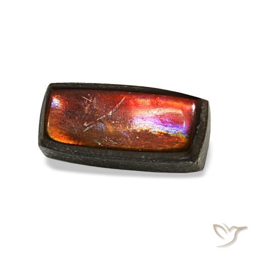 Ammolite naturale multicolore da 1,65 ct, baguette, opaco
