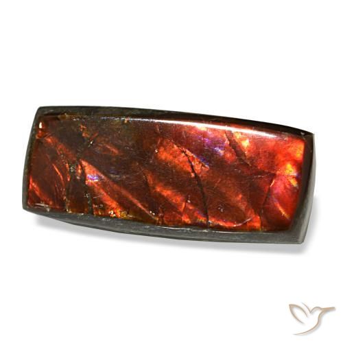 Ammolite naturale multicolore da 3,83 ct, baguette, opaco