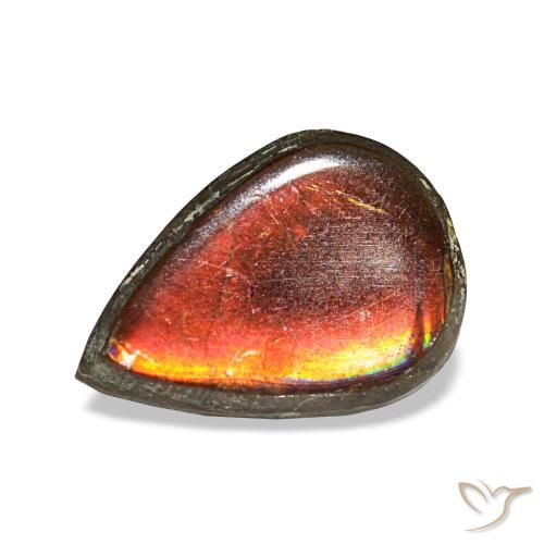 Ammolite naturale multicolore da 1,23 ct, taglio a pera, opaco