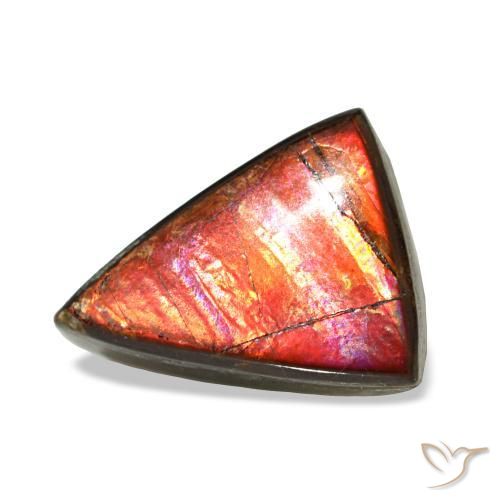 Ammolite naturale multicolore da 1,64 ct, trillion, opaco
