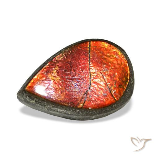 1.42ct multicolore ammolite, taglio a pera, opaco