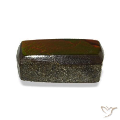 Ammolite naturale multicolore da 1,33 ct, baguette, opaco