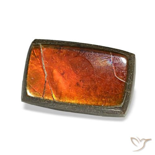Ammolite naturale multicolore da 1,68 ct, baguette, opaco