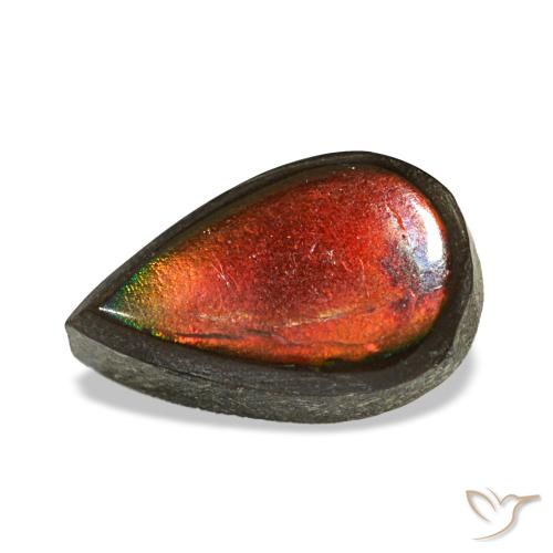 1.48ct multicolore ammolite, taglio a pera, opaco