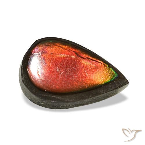 Ammolite naturale multicolore da 1,48 ct, taglio a pera, opaco