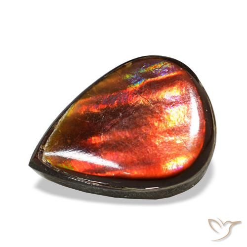 3.35ct multicolore ammolite, taglio a pera, opaco