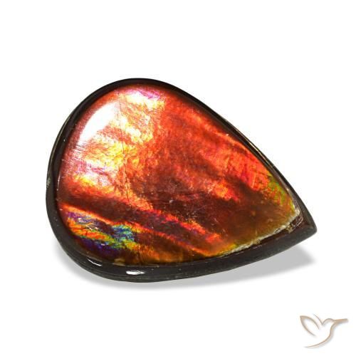 Ammolite naturale multicolore da 3,35 ct, taglio a pera, opaco