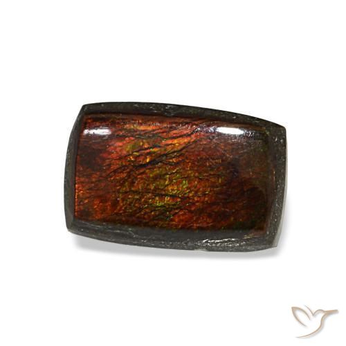 Ammolite naturale multicolore da 1,43 ct, baguette, opaco