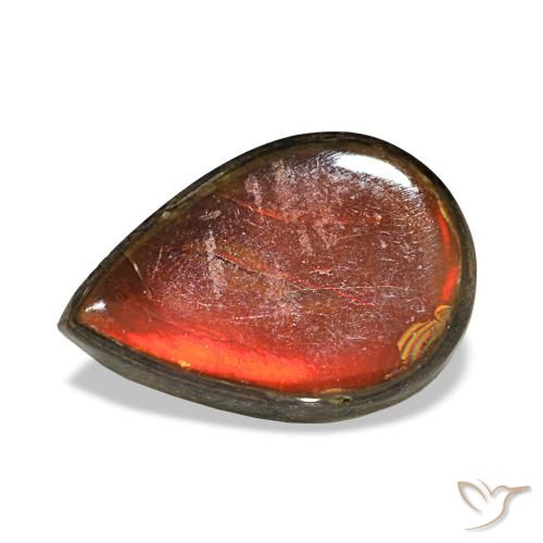 Ammolite naturale multicolore da 2,36 ct, taglio a pera, opaco