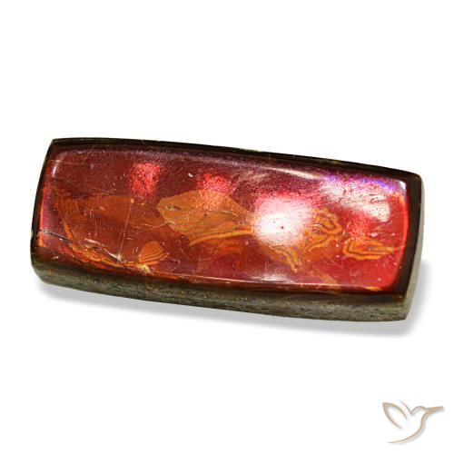 Ammolite naturale multicolore da 6,88 ct, baguette, opaco